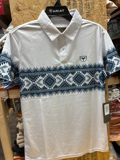 POLO AZTECA PLATINI HOMBRE BLANCO Y AZUL MULTICOLOR - PGP11444