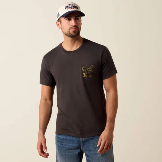 ARIAT MENS STITCHED EAGLE SS TSHRT VINTAGE BLACK 10079382