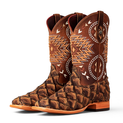 LA HERRADURA LH005 EXOTIC RANCHERA FISH SADDLE COFFEE RISE SQ TOE EE