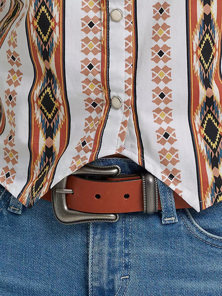 WRANGLER WOMEN SHIRT- SHORT SLEEVE WHITE/ORANGE 112379511