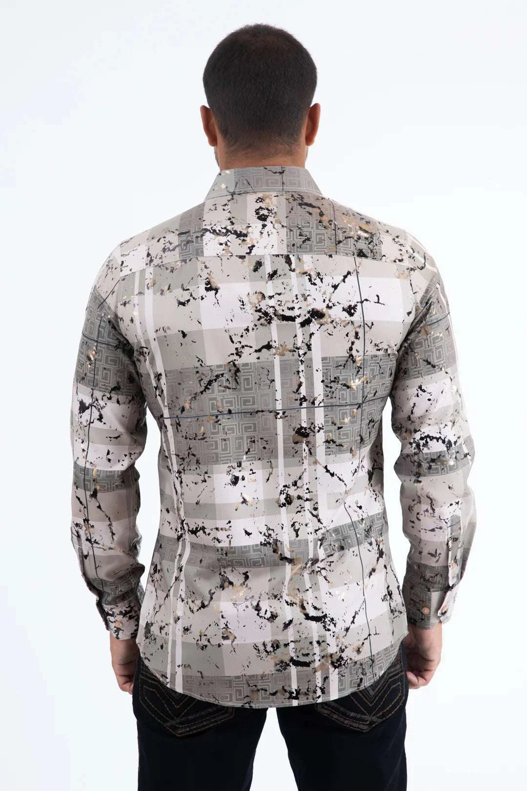 PLATINI MENS MODERN FIT STRETCH FOIL FASHION SHIRT FPL11484 Laherradurawwnc.com