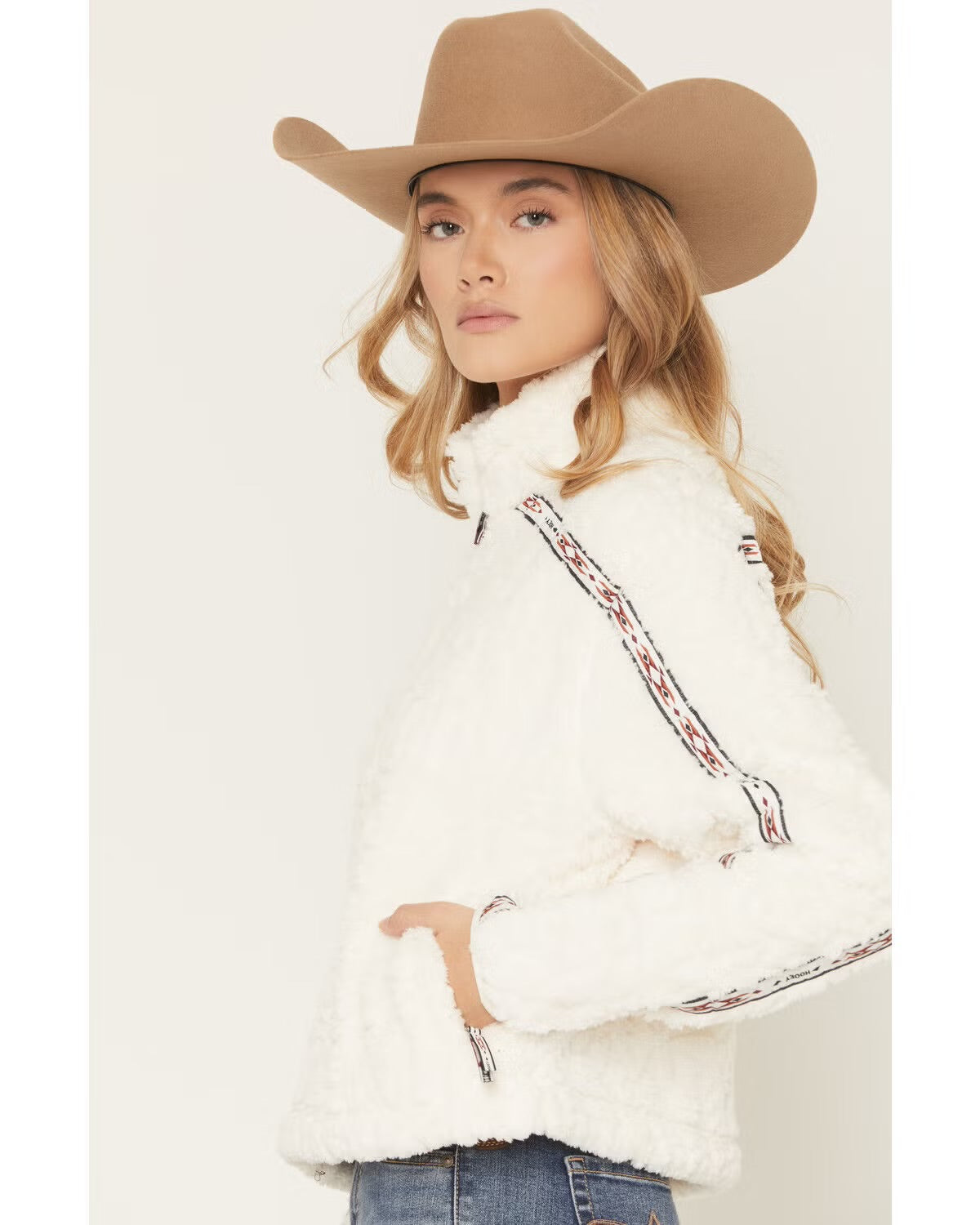 HOOEY WOMEN CREAM TEDDY FLEECE PULLOVER HFP2606CR