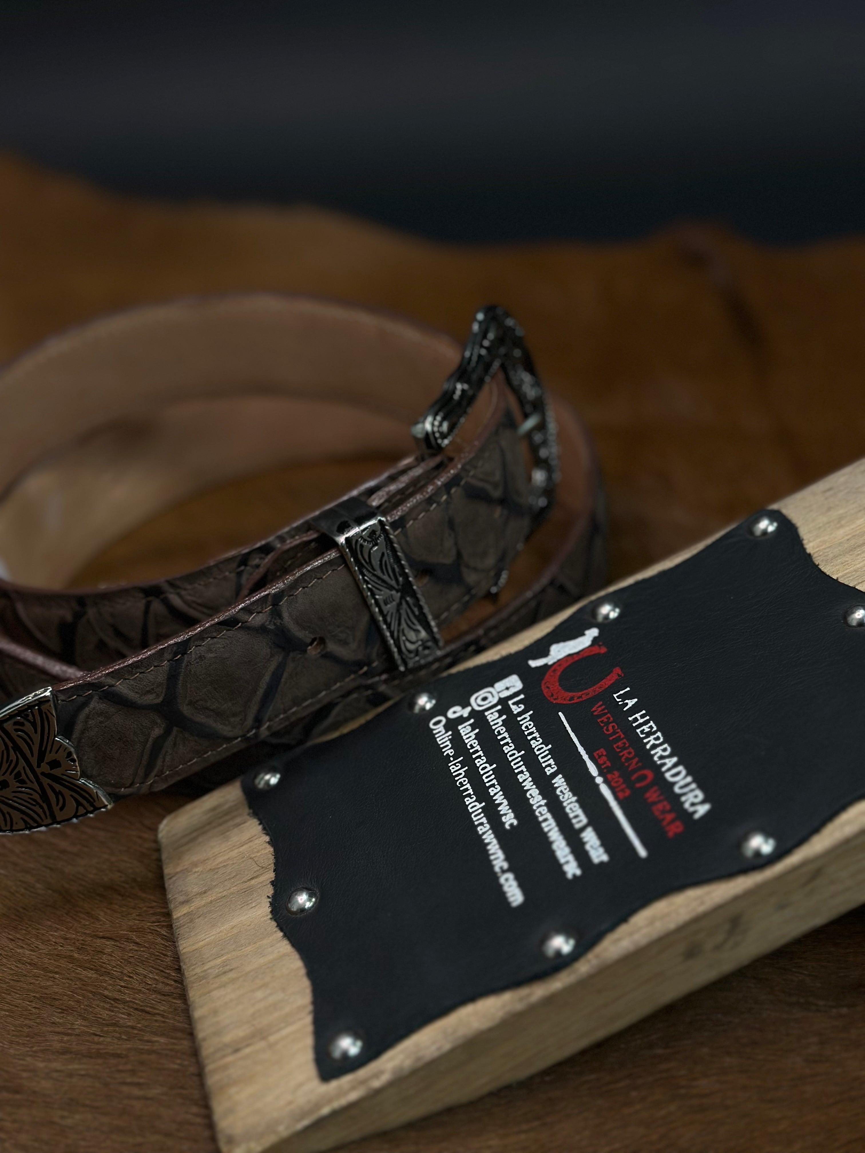 LIGHT BROWN IMIT FISH MENS BELT