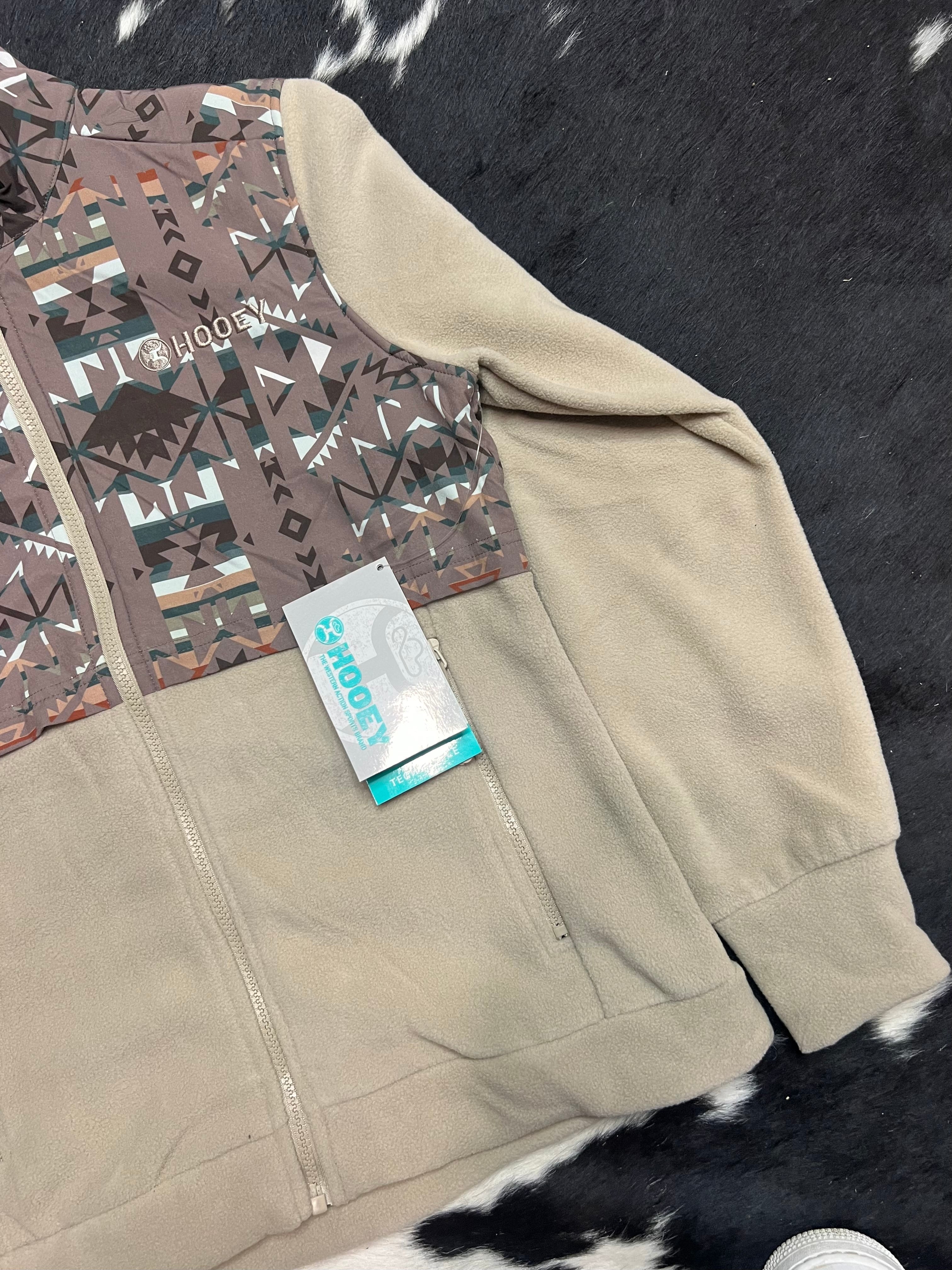 Hooey Womens Tech Fleece Cream/Aztec- Full Zip Up