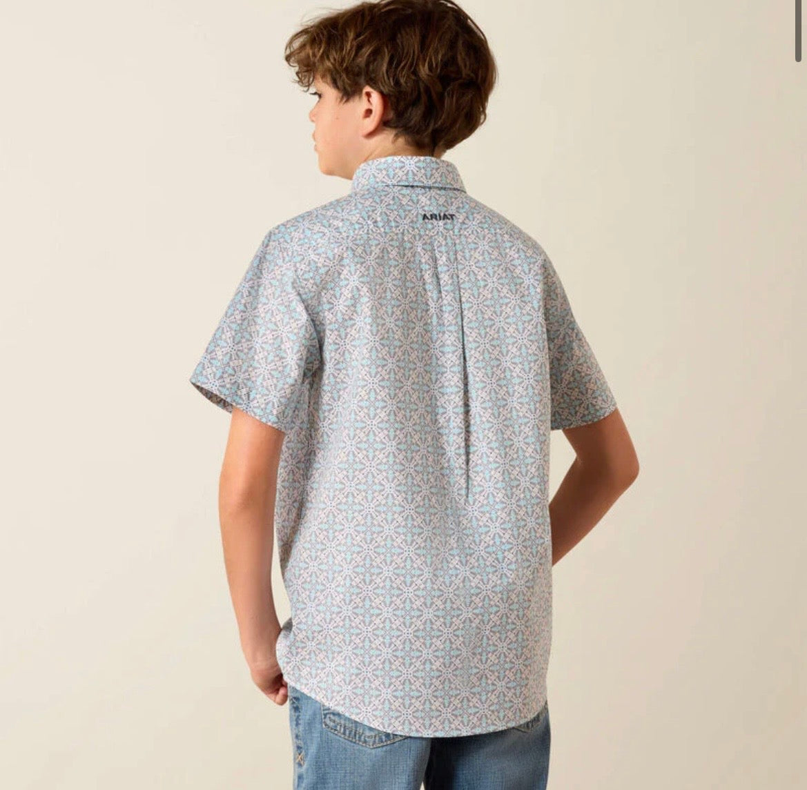 ARIAT KIDS SHIRT- BOYS BLUE ELIXIR SOUTHWEST PRINT 10071676