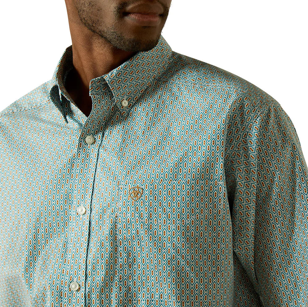 ARIAT BANNER AQUA CLASSIC FIT PRINT MENS SHIRT 10062206