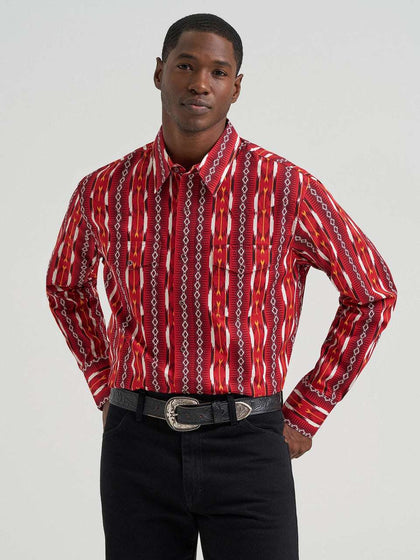 CAMISA DE MANGA LARGA WRANGLER DE HOMBRE A PRESIÓN ROJA AZTECA 112374909
