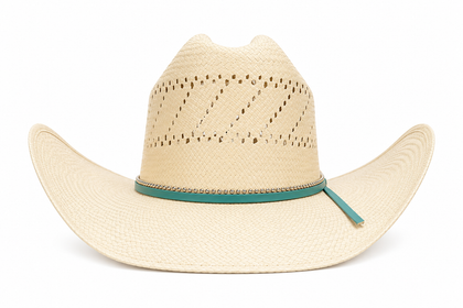 JUSTIN VINTAGE IVORY TURQUOISE  STRAW HAT FOR WOMEN JUS12655