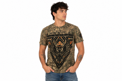 AMERICAN FIGHTER EAST BEND S/S TEE TAN FM16643