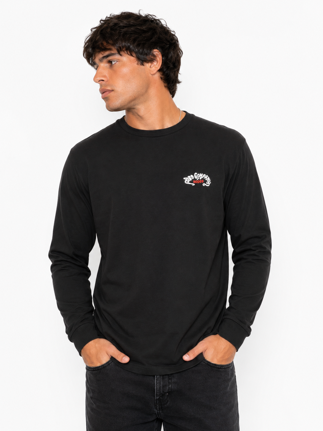 HOOEY MENS BLACK LONG SLEEVE TSHIRT W/ RED & WHITE BAD COMPANY LOGO- BCT2614BK