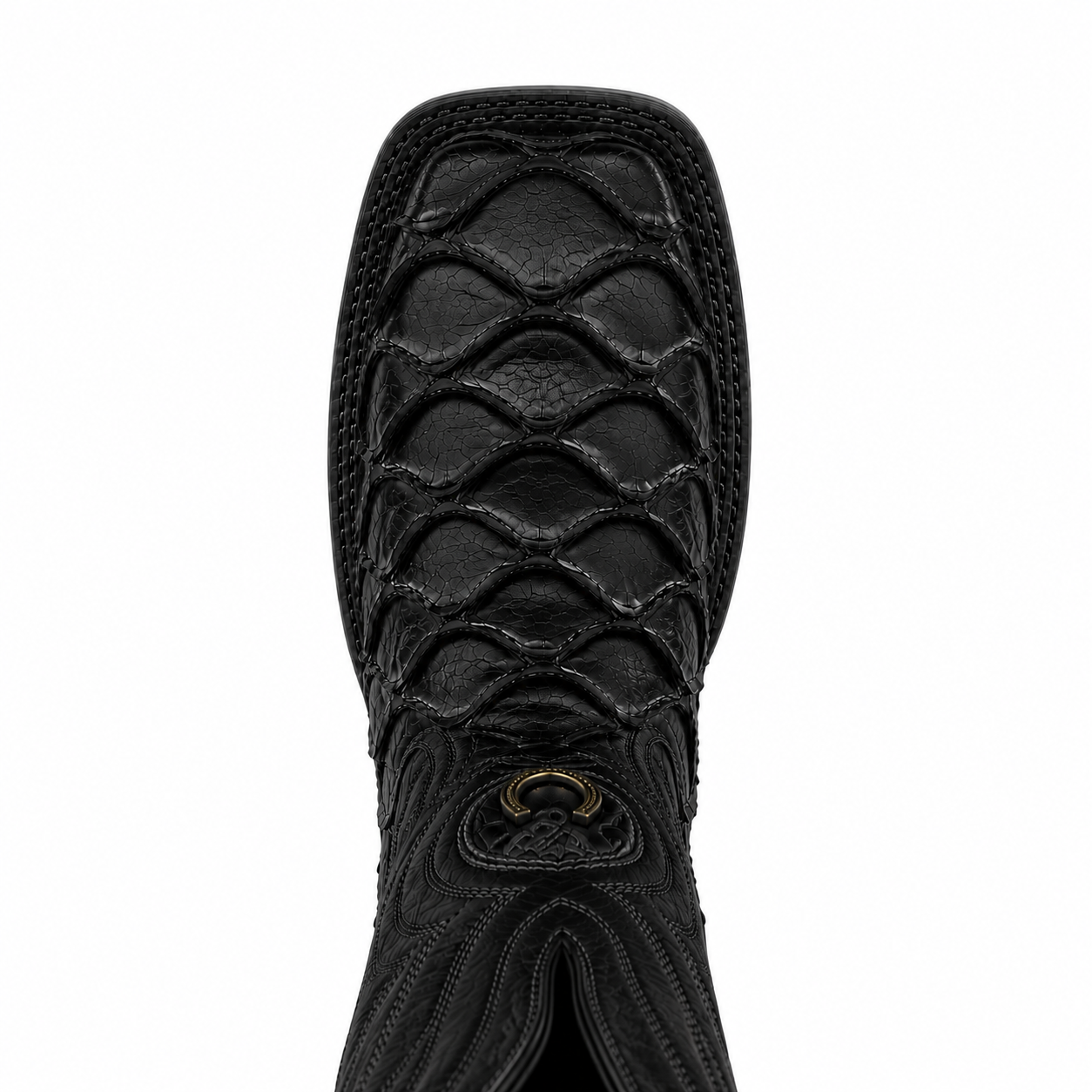 LA HERRADURA MENS PRINT DANIEL PIRARUCU NEGRO MATE/NOBUCK NEGRO ROJO SQUARE TOE NEW BOOTS
