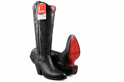 LA HERRADURA WOMEN TALL BOOT CHARLOTTE LUX OVAL DAMA ALCE NEGRO