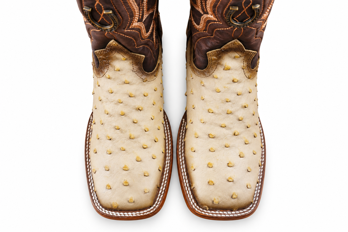 LA HERRADURA MENS DANIEL   CLON AVESTRUZ ORIX/ SILVERADO BRANDY SQUARE TOE BOOT