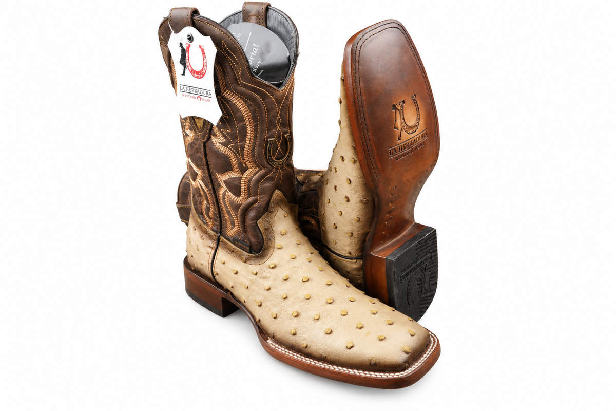 LA HERRADURA MENS DANIEL   CLON AVESTRUZ ORIX/ SILVERADO BRANDY SQUARE TOE BOOT