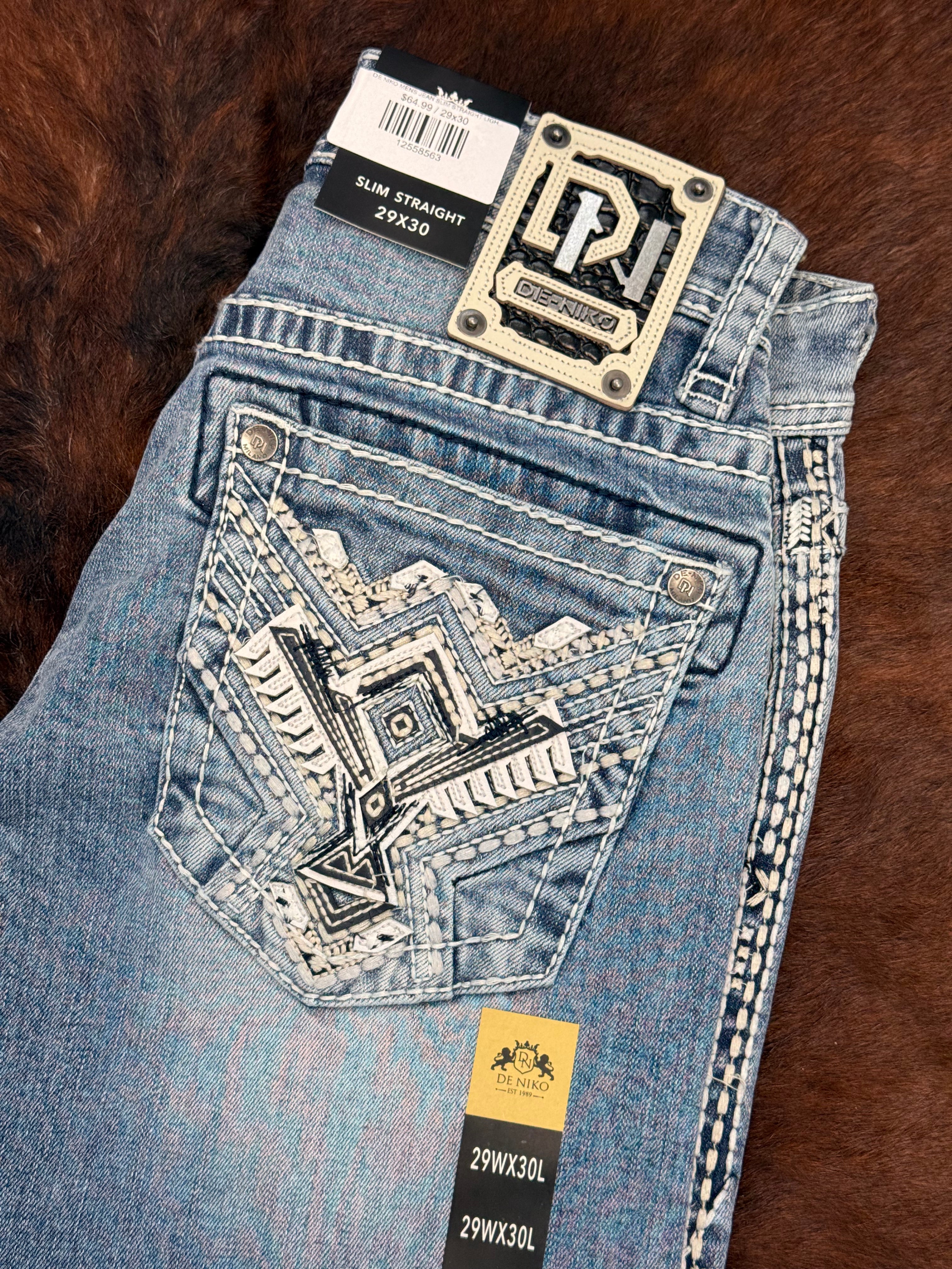 DE NIKO MENS JEAN SLIM STRAIGHT LIGHT WASH DN-016LT