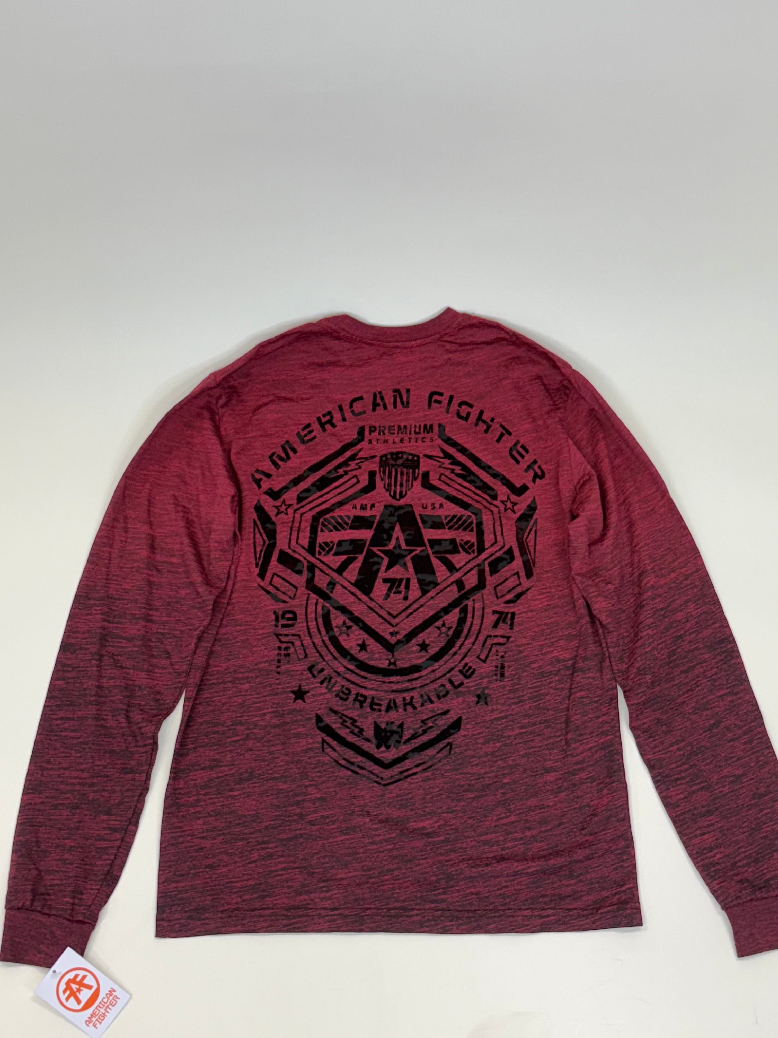 AMERICAN FIGHTER CRESTLINE BURGUNDY LONG-SLEEVE