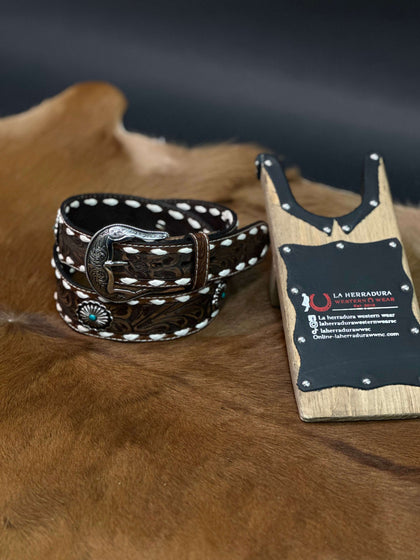 NOCONA WOMEN BELT CHOCOLATE PRINT HAND TOOLED N320004708