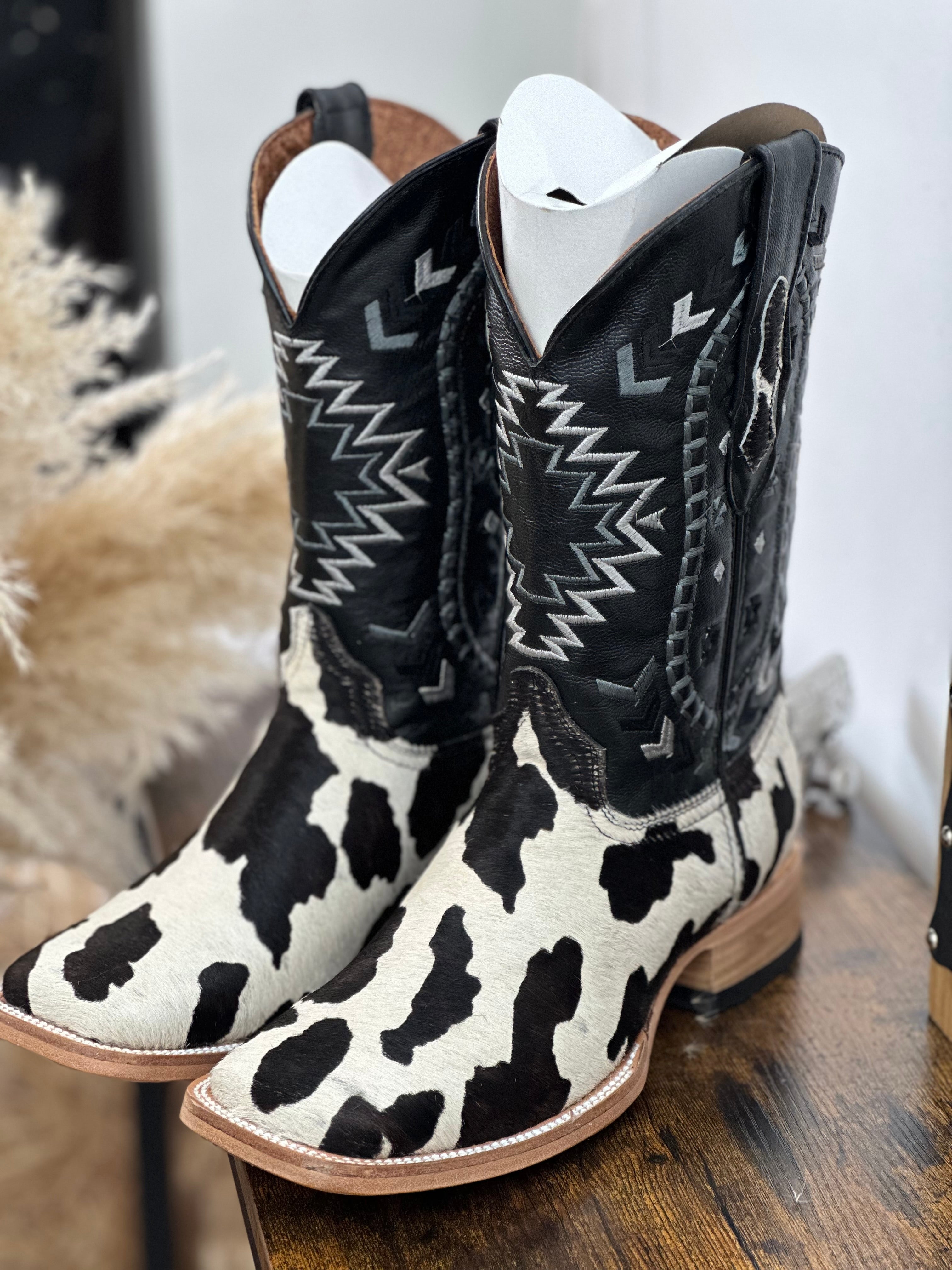 LA HERRADURA WESTERN WEAR COW HIDE BLEACH RG NEGRO CHEROKEE BOOTS