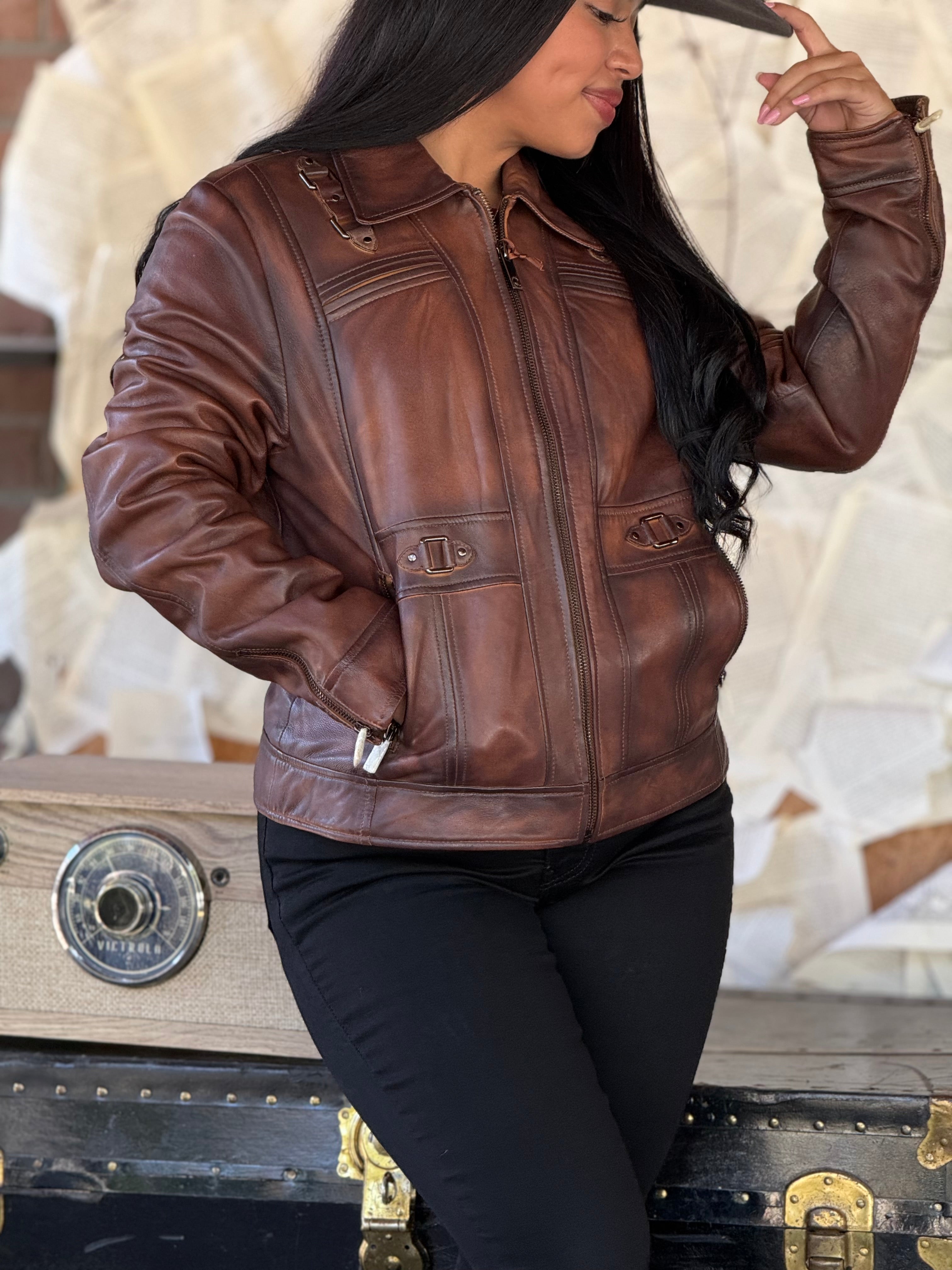 Cuadra Women Brown Leather Jacket