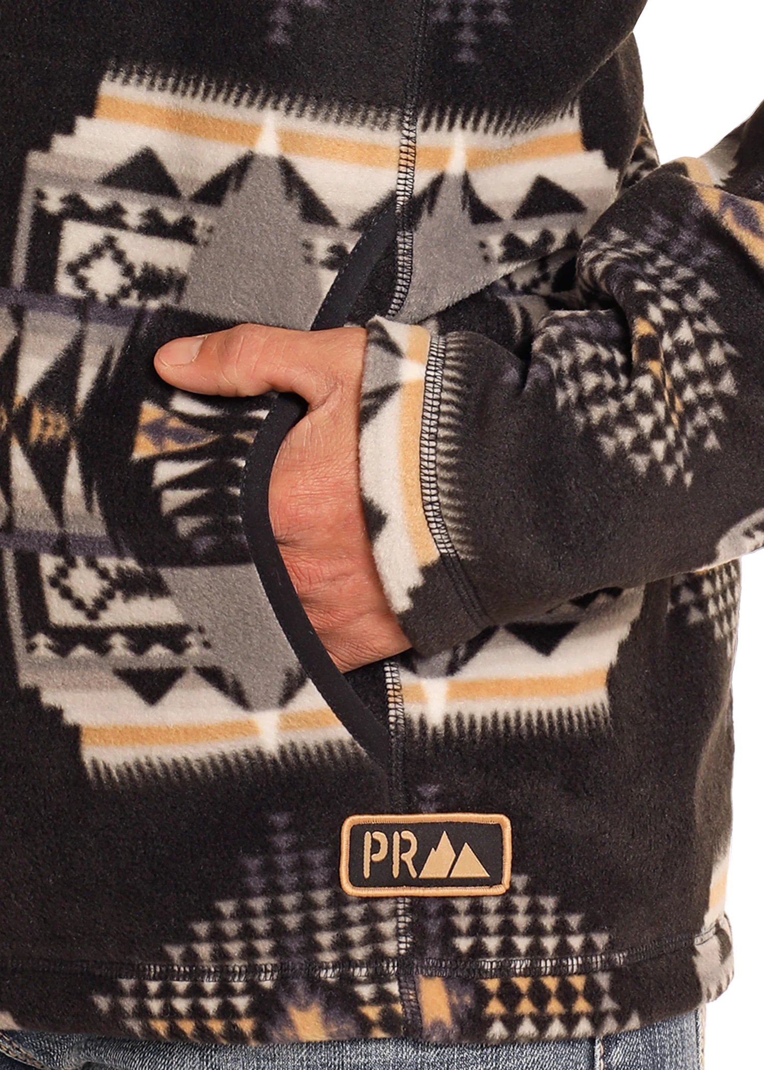 PANHANDLE BLACK AZTEC PRINTED FLEECE PULLOVER