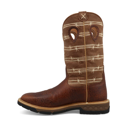 TWISTED X MENS WORK BOOTS RUSTIC BROWN & LION TAN MXB0010