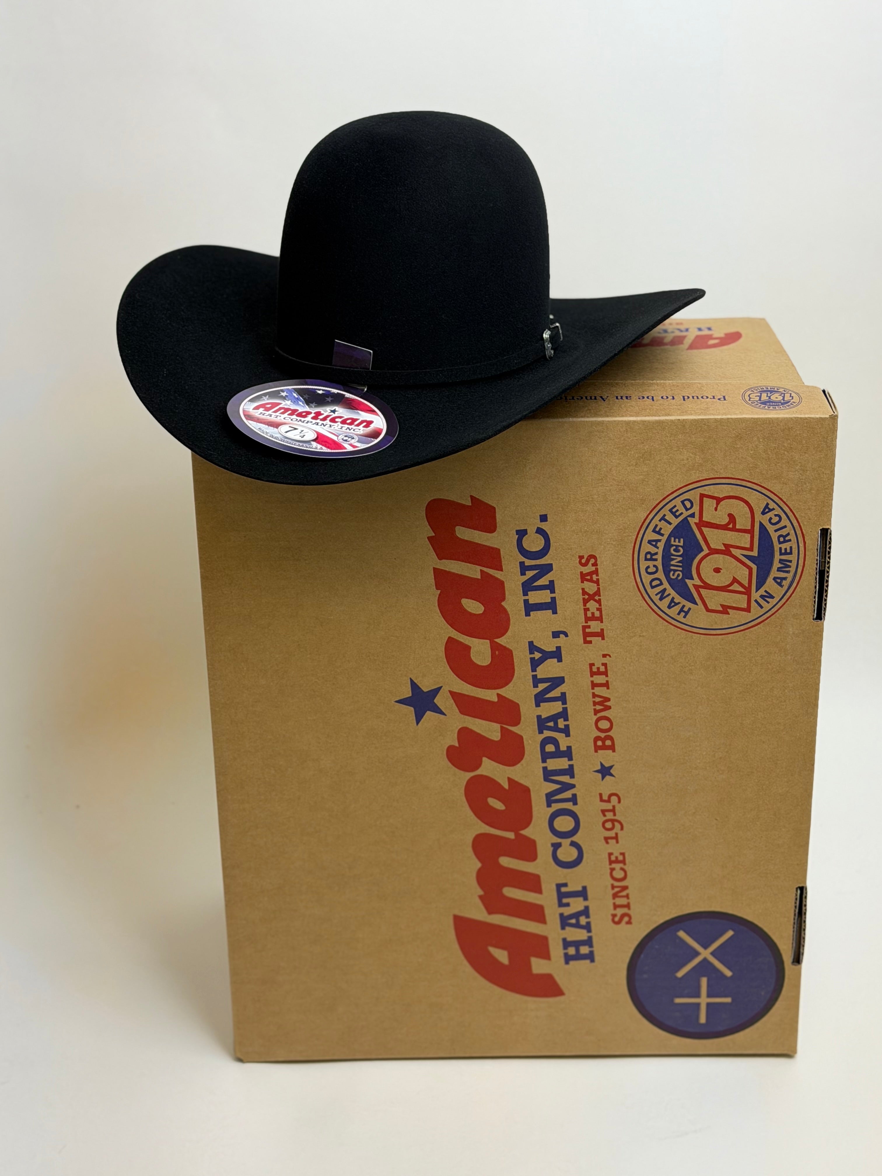 10X American Felt Hat Black Open crown