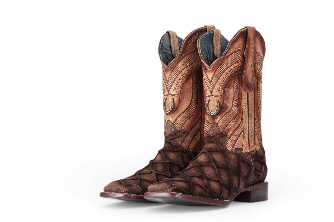 LA HERRADURA MENS PRINT DANIEL PIRARUCU DOBLILLADO GAM CAFE SQUARE TOE BOOT