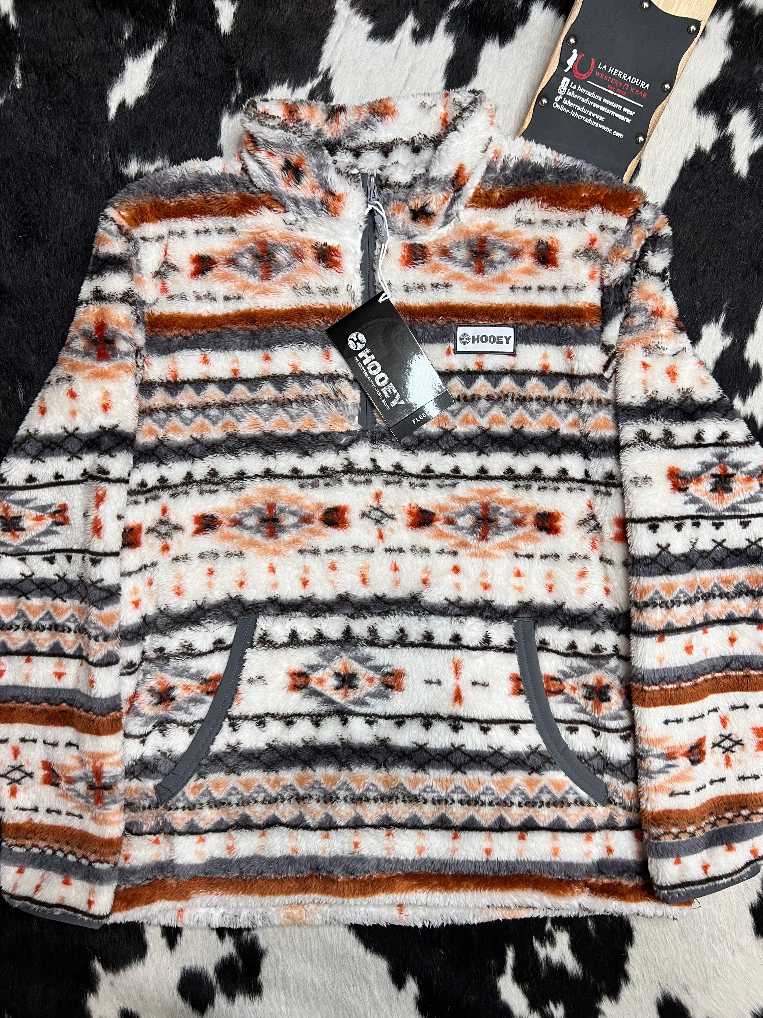 Hooey Womens Fleece Pull Over- Tan/Grey/Aztec