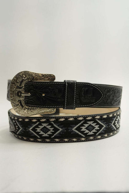Cinturón LA HERRADURA de 2 pulgadas, negro/azul marino con BLANCO, DISEÑO NUEVO
