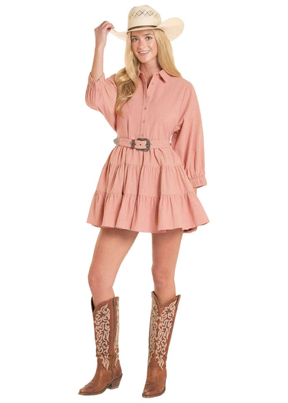 ROCK&ROLL - ROSE/MAUVE Mini Dress W/ Adjustable Belt - BWD2R08776