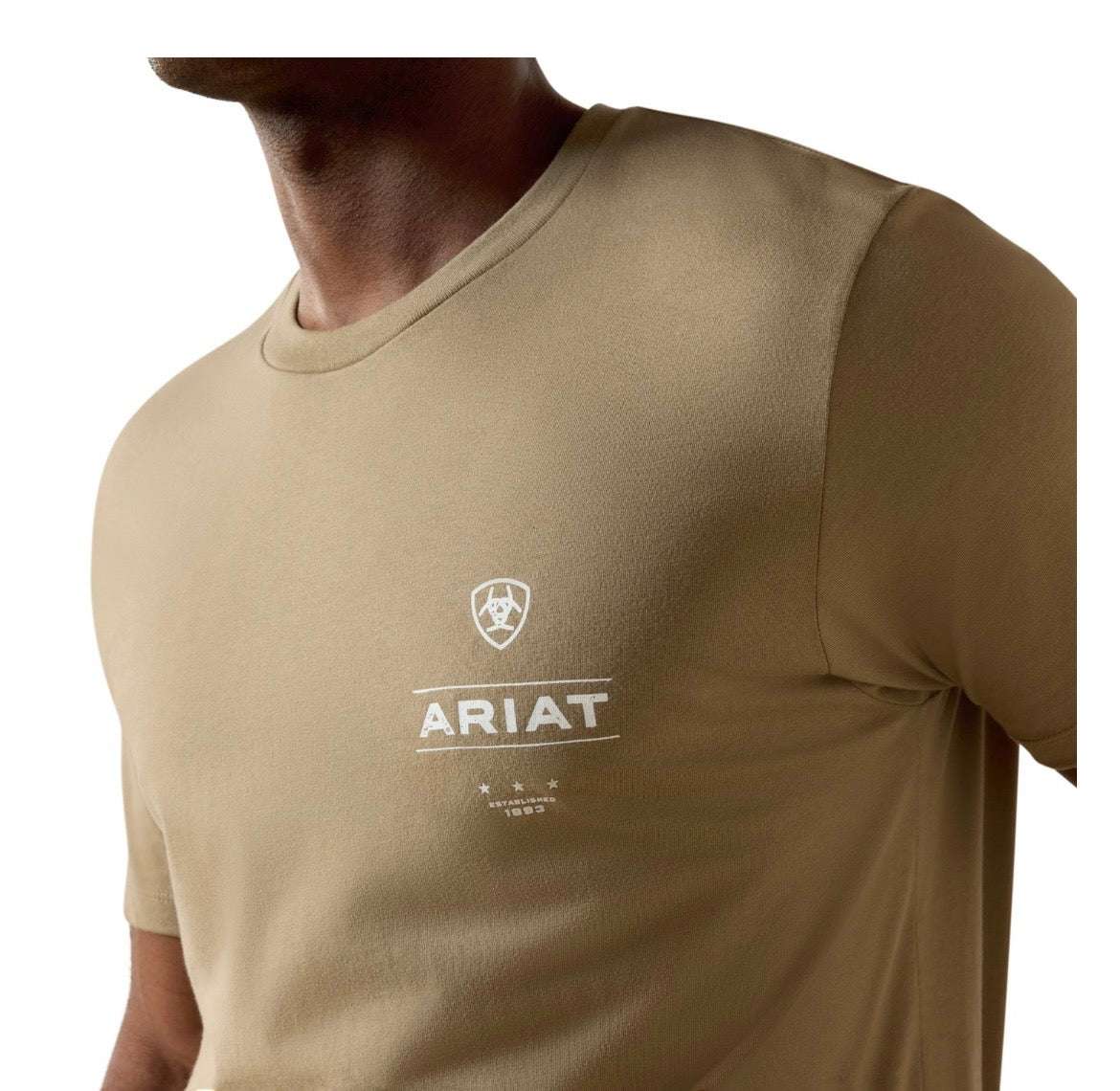 ARIAT MEN T-SHIRT WOODEN DIAMOND FLAG V2 BUCKLE SMU SS FALLEN ROCK 10070421 Laherradurawwnc.com