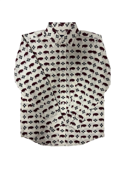 Camisa de manga larga Panhandle Aztec Natural con broches para niños - R2S2510