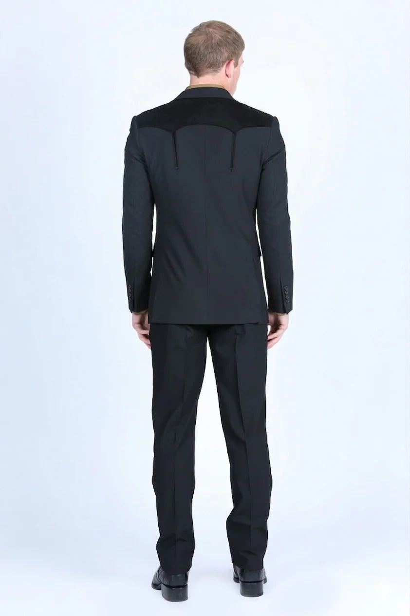 PLATINI WESTERN SUIT COAT WHIT SUEDE YOKES AND ELBOW PATCHES- WST9747