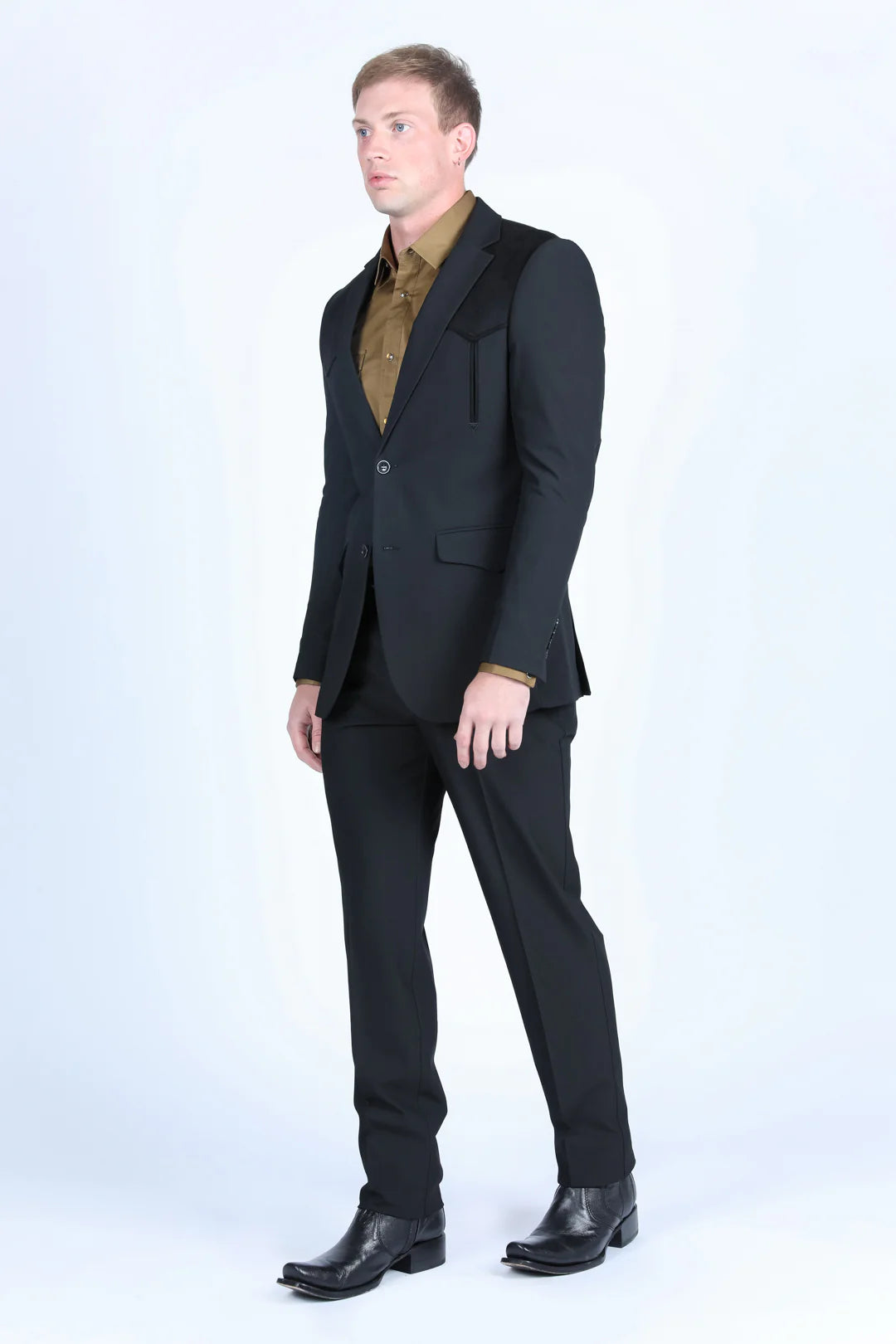 PLATINI WESTERN SUIT COAT WHIT SUEDE YOKES AND ELBOW PATCHES- WST9747
