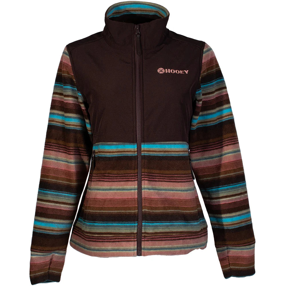 Hooey Girls Tech Fleece jacket brown full zip with multi color serape fleece HJ133SPBR