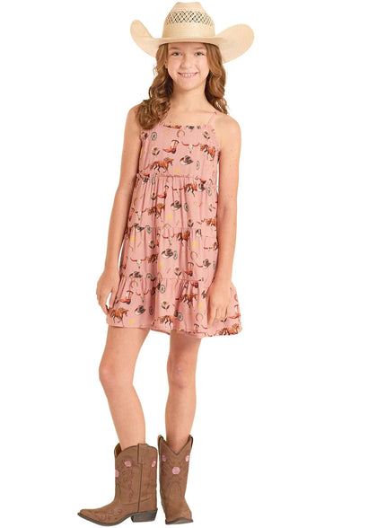 ROCK&ROLL KIDS - VESTIDO ESTAMPADO VAQUERO EN ROSA/MALVA PARA NIÑAS - BGD0R09164
