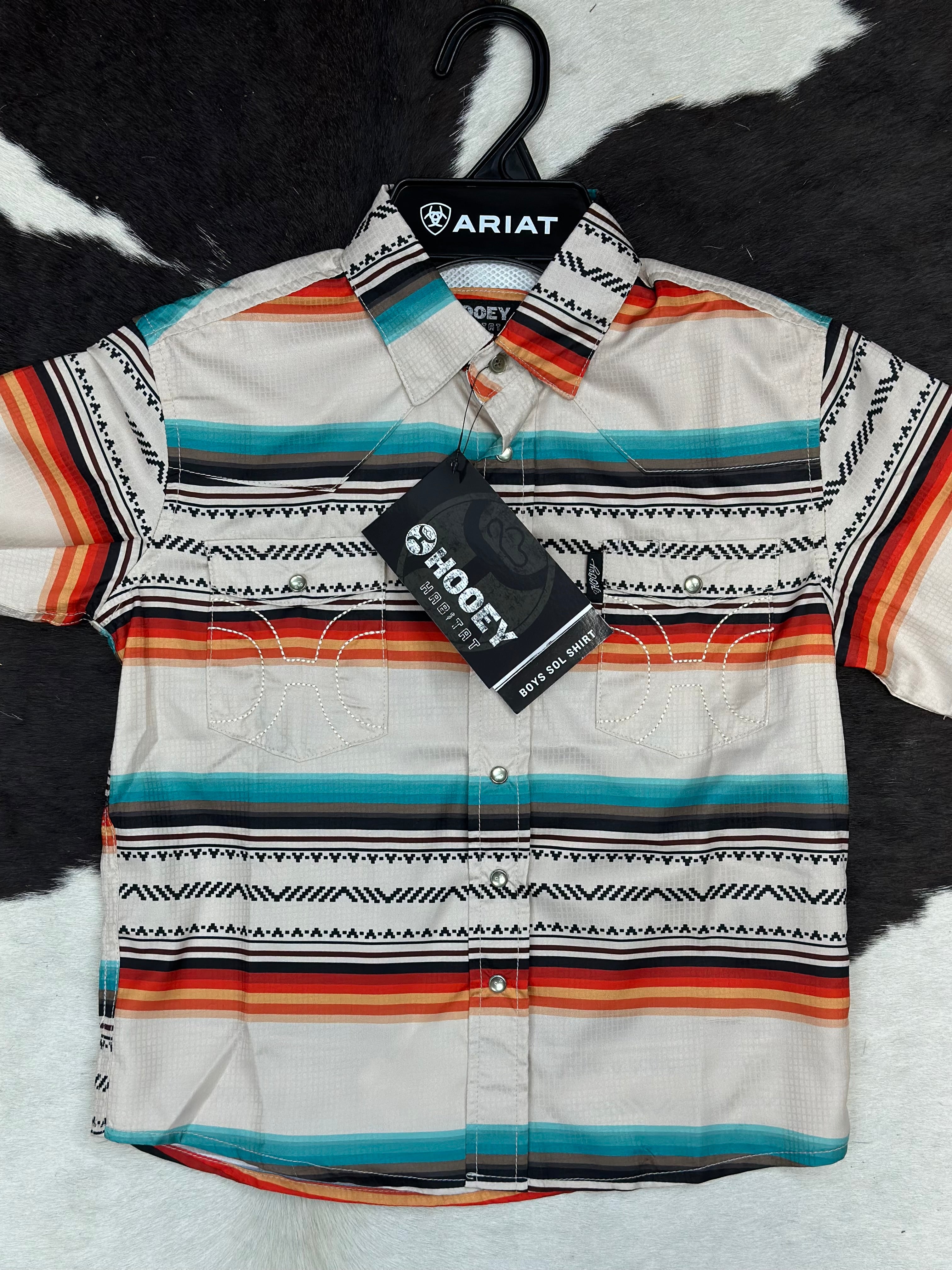 HOOEY BOYS CREAM SERAPE SNAP SHORT SLEEVE