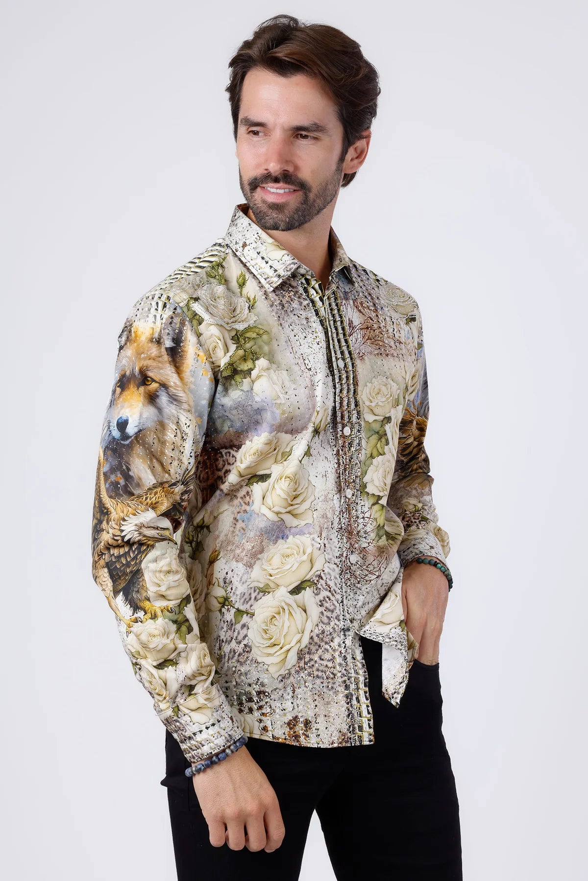 BARABAS CREAM LOBO PR04 LONG SLEEVE SHIRT