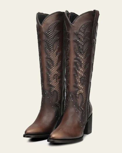 CUADRA DE MUJER BOTA DE RES CRUST MIEL BORDADO CC338