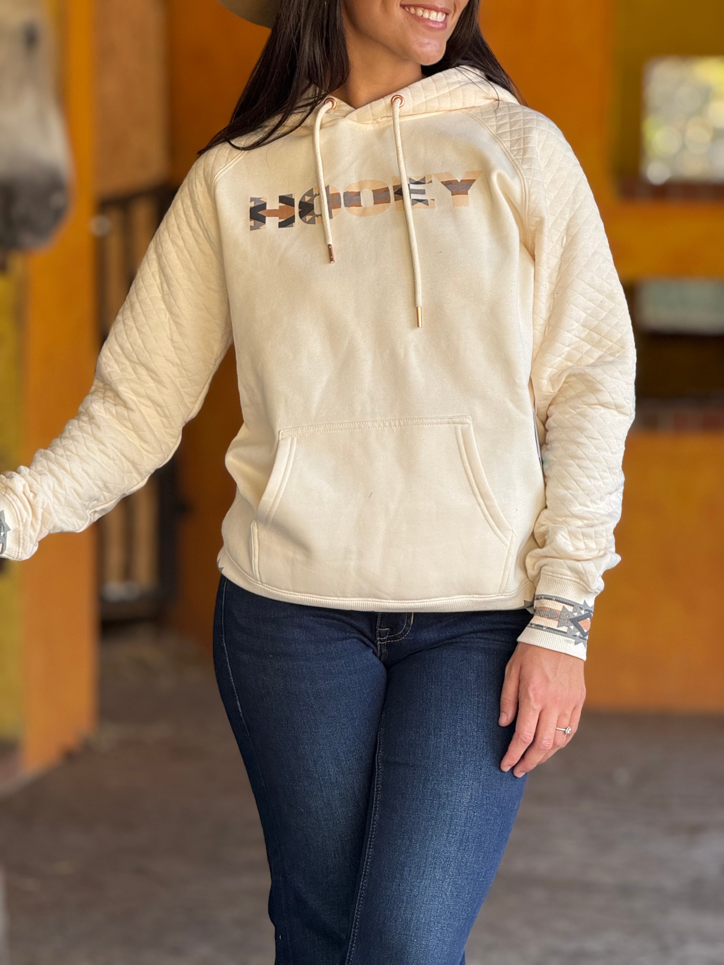 Hooey Womens Cream Quilted Legendary Hoodie