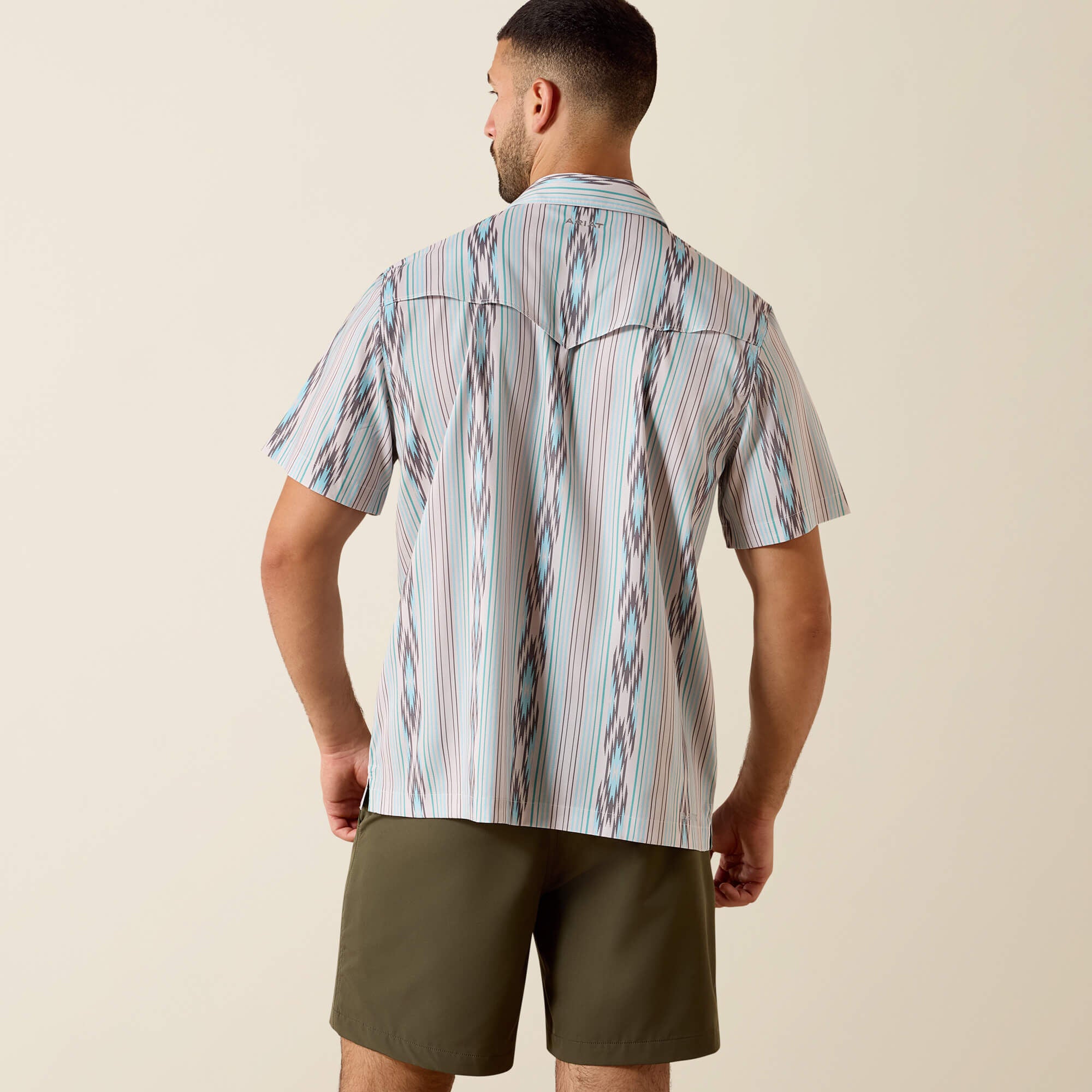 ARIAT MEN PRINTED VENTTEK WESTERN YOKE SS SNP SHRT MOONBEAM 10071047