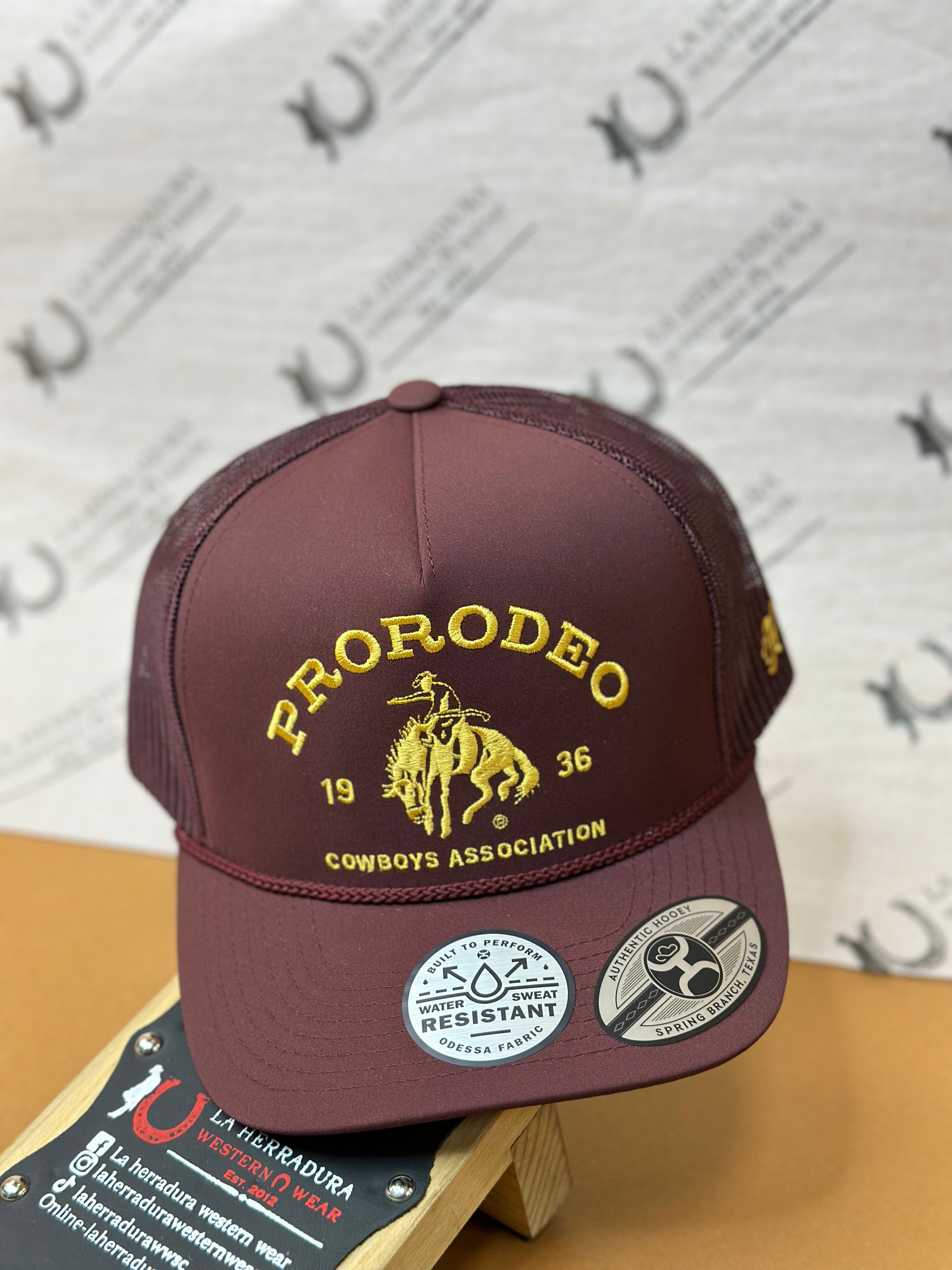 HOOEY PRCA MAROON GOLD LOGO CAP