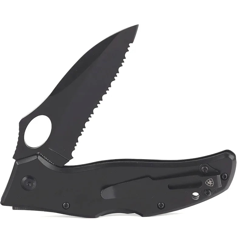 ARIAT BLACK FOLDING SERRATED KNIFE - A710010101-M