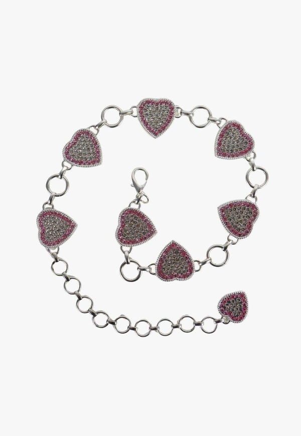 CINTURÓN NOCONA NIÑAS CADENA PLATEADA CINTURÓN CORAZÓN PIEDRA ROSA N4442730