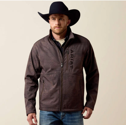 MEN ARIAT PATRIOT FLAG SOFTSHELL JACKET BROWN 10079522