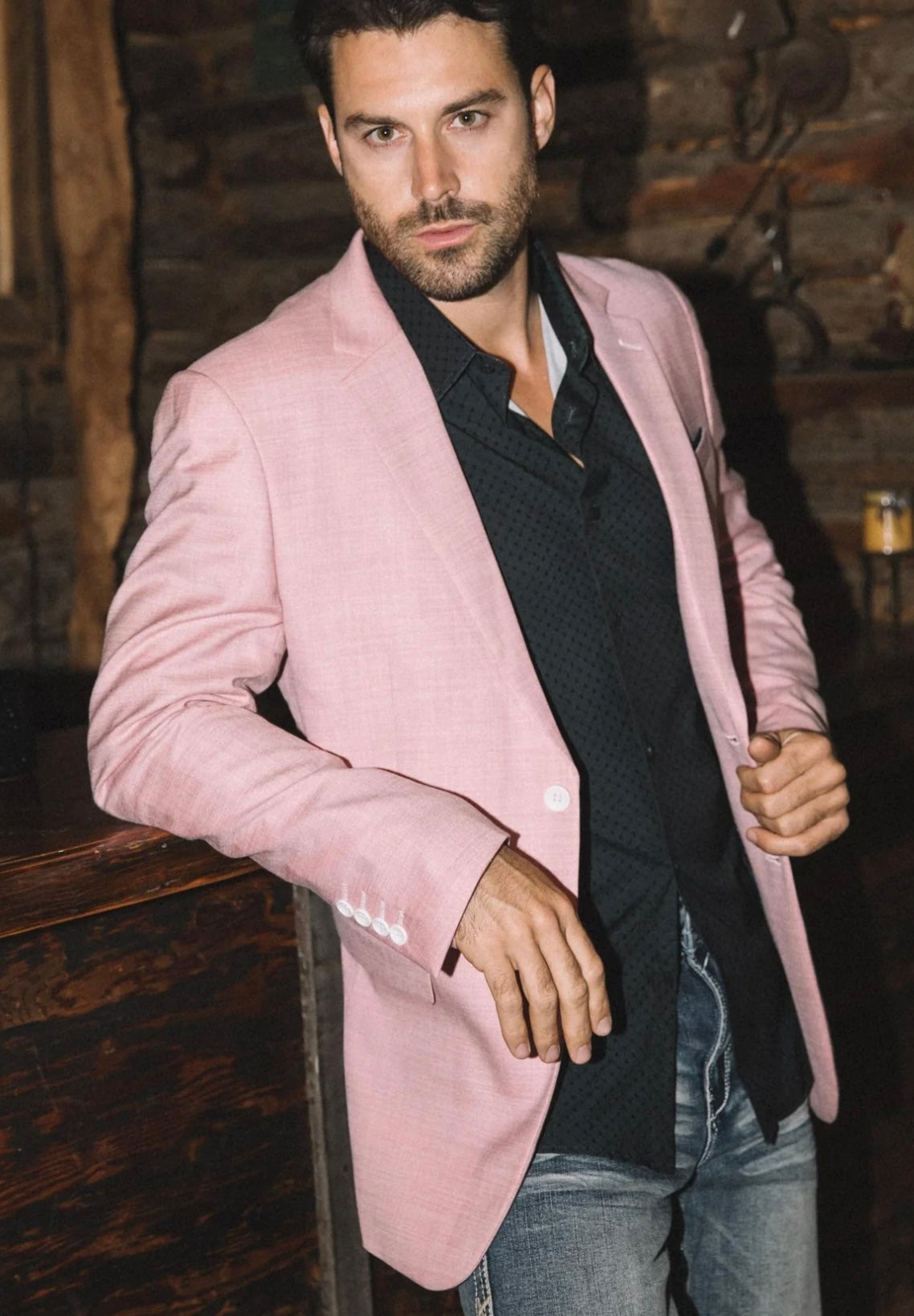 Platini Mens Modern Fit Stretch Date Night Pink Blazer BLZ10534