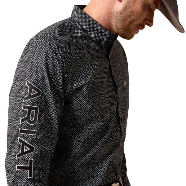 ARIAT MENS TEAM DANIEL FTD LS SHRT BLACK MEDALLION PRINT/BLACK 10073630
