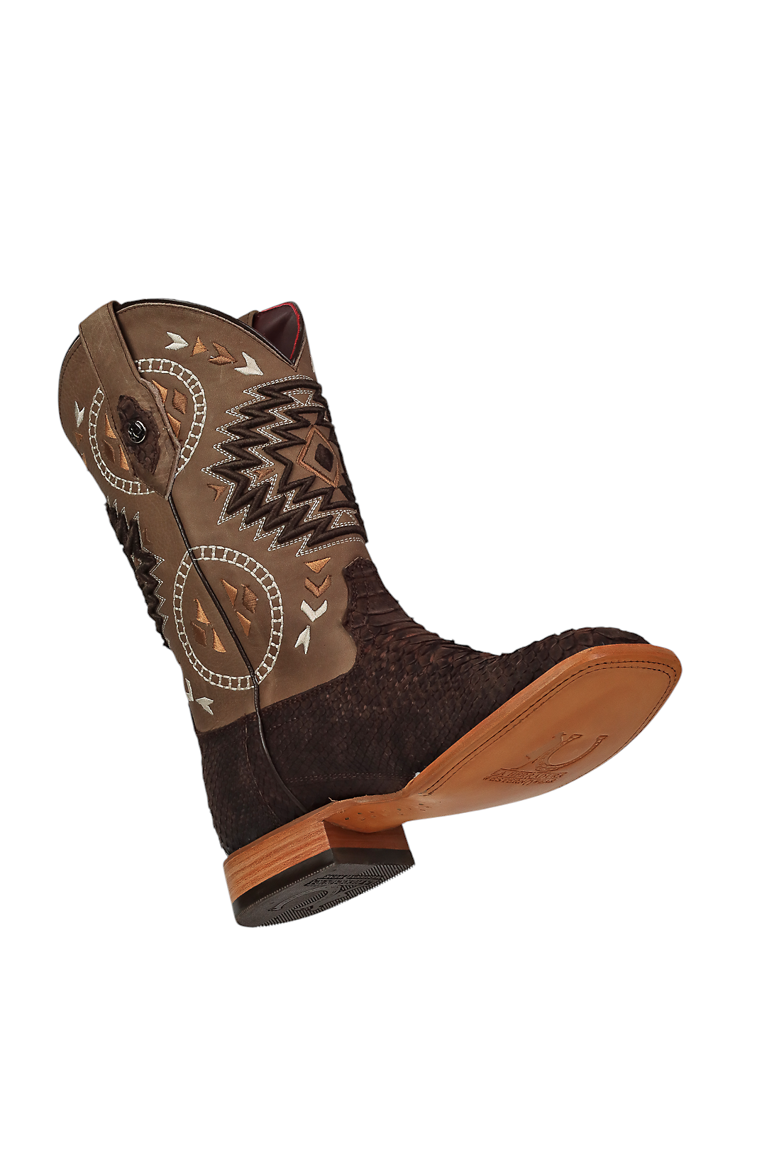LA HERRADURA LH009 MEN’S BOOTS EXOTIC-RANCHERA PYTHON BROWN NOBUCK SQ TOE EE
