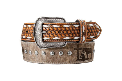CINTURÓN VAQUERO CRISTIANO DE PIEL DE VACUNO MARRÓN CORTADO A LÁSER PARA HOMBRE 3D BELT COMPANY - D100020608