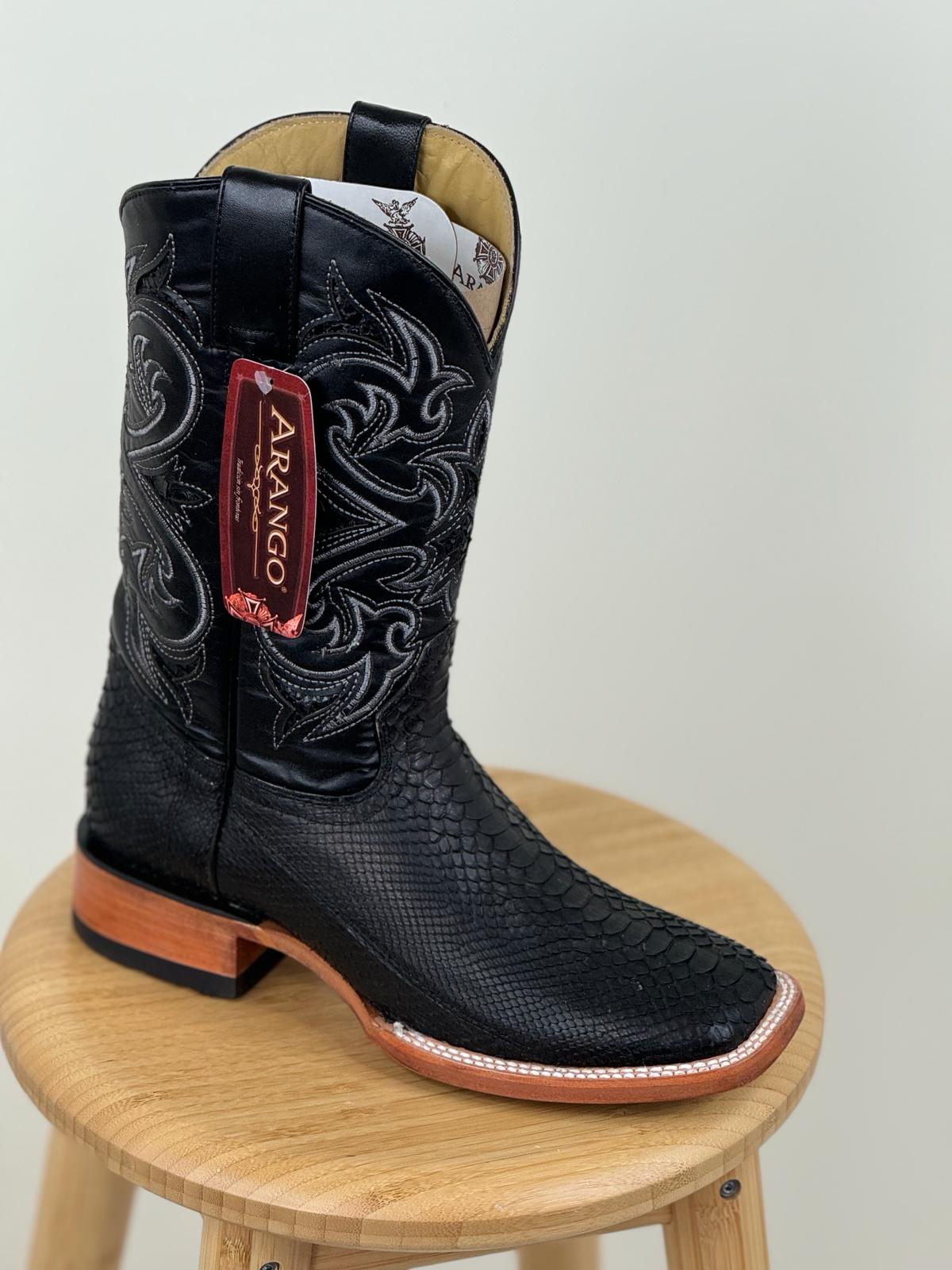 BOTAS ARANGO PRO-RODEO EXOTIC COCO BELLY NEGRO